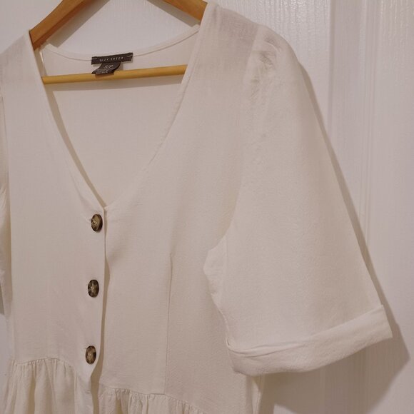 Suzy Shier Button Front Shirt Dress - Ivory - Picture 2 of 8